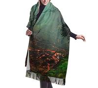 DJNGN Psychedelic TreesFire Flames Cashmere Scarf for Women Men Lightweight Oversized Fashion Soft Winter Scarves Fringe Shawl Wrap