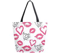 DJNGN Ricordati che ti amo Borsa della spesa riutilizzabile per la spesa Borsa in tela Borsa a tracolla lavabile grande pieghevole per donna