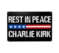 DJNGN Riposa in pace Charlie Kirk Cartelli in metallo, Cartelli commemorativi dell'eroe Charlie Kirk, Cartelli in latta 8x12 pollici, Decorazione per esterni, interni, giardino, prato Z1010