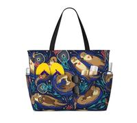 DJNGN Simpatiche lontre nel mare, borsa da spiaggia impermeabile indossabile, borsa grande pieghevole per viaggi, palestra e campeggio.