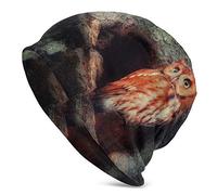 DJNGN Slouchy Beanie Hat Skull cap Red Feather Owl in The Baggy Warm Women Long Hip-Hop Stretch