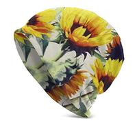DJNGN Slouchy Beanie Hat Skull cap Yellow Sunflower Mandala Baggy Warm Women Long Hip-Hop Stretch