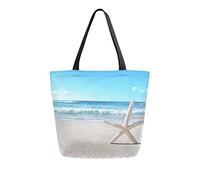 DJNGN Starfish On The Beach Borsa in tela Borsa per la spesa riutilizzabile Borsa per il trasporto con manici