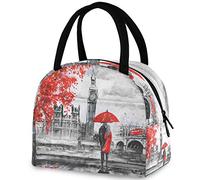 DJNGN Street View of London Big Ben Borsa riutilizzabile per il pranzo con tasca frontale Chiusura a cerniera Borsa termica termica isolata per il lavoro Picnic Viaggi Spiaggia Pesca