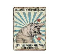 DJNGN Targa in metallo vintage Benvenuti nella mia dolce famiglia Dipinto in ferro per la casa Cucina Garage Man Cave Wall Decor Targa Art Poster Regalo divertente