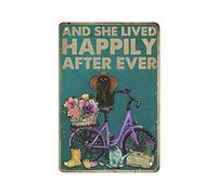 DJNGN Targa in metallo vintage Cat Vissuto felicemente Giardinaggio Targa in ferro Pittura in ferro Cucina Bagno Garage Bar Cafe Man Cave Wall Home Decor Art Poster Targa per esterni Regali novità