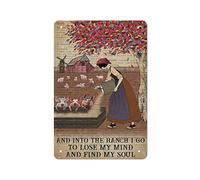 DJNGN Targa in metallo vintage Find My Soul Pigs Farm Girl Iron Painting Home Kitchen Garage Man Cave Wall Decor Plaque Art Poster Funny Gift