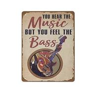 DJNGN Targa in metallo vintage in metallo si sente la musica ma si sente il basso poster ferro dipinto casa cucina garage uomo grotta decorazione della parete placca Art poster regalo divertente