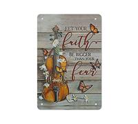 DJNGN Targa in metallo vintage lascia che la tua fede sia più grande della tua paura pittura in ferro casa cucina garage uomo grotta decorazione della parete targa arte poster regalo divertente