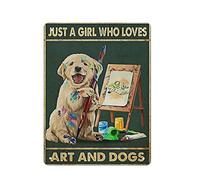DJNGN Targa in metallo vintage Ragazza e cani Targa in metallo Pittura in ferro Cucina Bagno Garage Bar Cafe Man Cave Wall Home Decor Art Poster Targa per esterni Regali novità