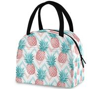 DJNGN Tropical Pines Zigzag - Borsa termica riutilizzabile per il pranzo con tasca frontale, chiusura a cerniera, borsa termica termica per uomo, donna, lavoro, picnic, viaggi, spiaggia, pesca