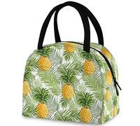 DJNGN Tropical Summer Green Leaves Pines Borsa termica per il pranzo, Borsa termica riutilizzabile per contenitori multitasche per donne e uomini Lavoro scolastico Picnic Viaggi all'aperto