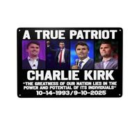 DJNGN Un vero patriota Charlie Kirk Cartelli in metallo Memorial Hero Charlie Kirk Cartelli in latta 8x12 pollici Decorazione per esterni, interni, giardino, prato Z1014