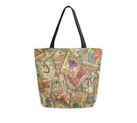 DJNGN Vecchia borsa di tela colorata dei tarocchi Borsa riutilizzabile per la spesa Borsa per il trasporto con manici