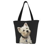 DJNGN Westie West Highland Terrier Borsa a tracolla in tela extra large con manico per palestra, spiaggia, week-end, viaggio, riutilizzabile, spesa