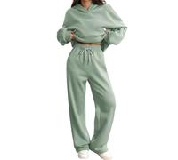 DJNVPZNT Tute da donna in 2 pezzi Felpe da lounge con cappuccio e pantaloni da jogging Set Y2K Comodi e morbidi per l'autunno con tasche,Verde,M