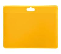 Djois, 200434 - Porta badge flessibile, orizzontale, giallo, 30 pezzi, rapida identificazione, ideale per imprese, scuole, ospedali, accessori compatibili, dimensioni pratiche