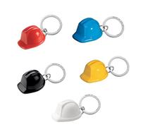Djois - PORTA CHIAVE assortite - Forma CASCO - Anelli cromati piatti - 5 PORTE CHIAVE - Plastica 100% RICICLATA Acrilico - Blu, Nero, Giallo, Bianco, Rosso - Fabbricato nei Paesi Bassi, assortiti,