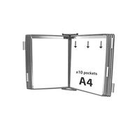 Djois Tarifold 414100 - Espositore da parete in metallo, formato A4, 10 tasche, grigio, 1 pezzo, protegge e organizza documenti, facile da montare, espandibile, prodotto in Francia