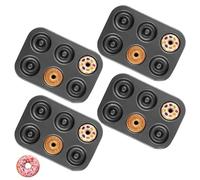Djowyh 4 Pezzi Stampo Per Ciambelle A 6 Fori, Stampis Per Ciambelle In Metallo, Teglie Per Bagel Vassoio Forno, Per Ciambelles Al Forno Fatte In Casa Torte Biscotti Muffin, 26.5x18.5x2.3cm