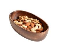 Djowyh Ciotola per frutta in legno, a forma di barca, contenitore per noci e snack, adatta per noci, pane, frutta, antipasti, salse, dolci