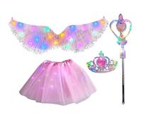 Djowyh Costume da angelo - Bambini Angelo Costume con Illuminazione, per il gioco per foto della scuola, spettacolo di Natale, feste di addio al nubilato