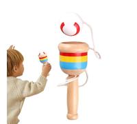 Djowyh Palla in Legno per Lancio e Presa - Gioco Educativo per Coordinazione Occhio-Mano,Giocattolo Allenamento Concentrazione per Bambine Bambini Picnic Parco Spiaggia Parco Giochi Compleanno