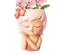 Djowyh Vaso di fiori da ragazza, testa di fata, vaso di fiori con viso, vaso di fiori in resina, vaso di fiori succulenti, vaso di fiori di cartone animato, ornamenti decorazione per l'uscita