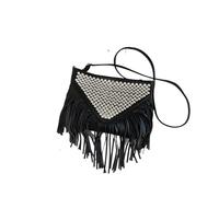 DJSKLDF Borsa con Nappe Borsa a tracolla con nappa, strass lucidi, pochette da sera, grande capacità, cerniera per Vacanze(Black satchel)