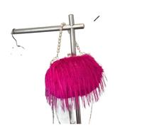 DJSKLDF Borsa con Nappe Borsa a tracolla elegante da donna con nappa e catena di perline, sera, in peluche per Vacanze(Rose red)