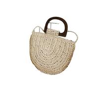 DJSKLDF Borsa con Nappe Borsa a tracolla in paglia intrecciata con nappa e semicerchio, cestino da spiaggia, casual, for lo shopping per Vacanze(Beige)