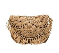 DJSKLDF Borsa con Nappe Borse di paglia fatte a mano con nappe, piccole borse da spiaggia, a tracolla for le vacanze per Vacanze(Brown)