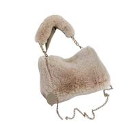DJSKLDF Borsa Di Peluche Borsa a tracolla soffice da donna invernale a catena ascella a mano tinta unita per Giornaliere(Khaki)
