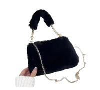 DJSKLDF Borsa Di Peluche Borsa a tracolla soffice da donna invernale a catena ascella a mano tinta unita per Giornaliere(Black)