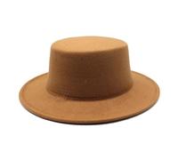 DJSKLDF Cappello Cilindro Cappelli in feltro autunno-inverno for cappelli da cerimonia con berretti jazz a sommità piatta for ragazze(Khaki)