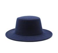 DJSKLDF Cappello Cilindro Cappelli in feltro autunno-inverno for cappelli da cerimonia con berretti jazz a sommità piatta for ragazze(DEEP BLUE)