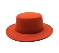 DJSKLDF Cappello Cilindro Cappelli in feltro autunno-inverno for cappelli da cerimonia con berretti jazz a sommità piatta for ragazze(Deep Red)
