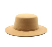 DJSKLDF Cappello Cilindro Cappelli in feltro autunno-inverno for cappelli da cerimonia con berretti jazz a sommità piatta for ragazze(Camel)