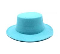 DJSKLDF Cappello Cilindro Cappelli in feltro autunno-inverno for cappelli da cerimonia con berretti jazz a sommità piatta for ragazze(Lake Blue)