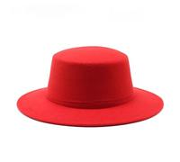 DJSKLDF Cappello Cilindro Cappelli in feltro autunno-inverno for cappelli da cerimonia con berretti jazz a sommità piatta for ragazze(Red)