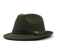 DJSKLDF Cappello Cilindro Cappello a cilindro da uomo semplice for cappello jazz in feltro donna elegante autunno inverno(Deep Green)