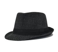 DJSKLDF Cappello Cilindro Cappello Fedora da uomo a bombetta con motivo a righe tesa piccola for l'autunno e l'inverno Taglia 56-58 cm(Black)