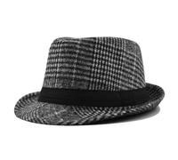 DJSKLDF Cappello Cilindro Cappello Fedora da uomo a bombetta con motivo a righe tesa piccola for l'autunno e l'inverno Taglia 56-58 cm(Gray)