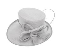DJSKLDF Cappello da Sposa Cappelli da Chiesa di Lusso con Piume for Feste tè, Eleganti Cappelli a Cilindro for Fotografia, Banchetto for Donna, Cerimonia for Matrimonio(Gray)
