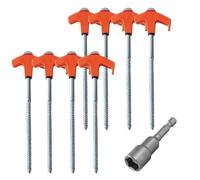 DJSKLDF Picchetti da Tenda 8Pcs Camping Pegs Drill in with Hex Socket Heavy Duty Spiral Screw Tent Stakes in(Orange)