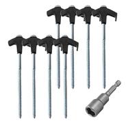 DJSKLDF Picchetti da Tenda 8Pcs Camping Pegs Drill in with Hex Socket Heavy Duty Spiral Screw Tent Stakes in(Black)