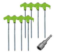 DJSKLDF Picchetti da Tenda 8Pcs Camping Pegs Drill in with Hex Socket Heavy Duty Spiral Screw Tent Stakes in(Green)