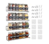 DJSKLDF Spice Rack Porta spezie da parete in ferro a 4 ripiani, organizer cucina for barattoli, condimenti, con adesivo a vite, appendere(Silver 4pcs)