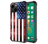 DJSOK Compatibile con custodia per iPhone 14 Pro USA FLAG RED Blue Sparkles Lights Case Pro per Man Boys Girls Dual Layer Shock Aound Pattern Design