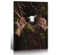 DJSYLIFE Christian Art Wall Decor - Gesù e agnello tela arte da parete immagini religiose Gesù si allunga per salvare l'agnello moderna fede spirituale opera d'arte decorazione per la casa soggiorno